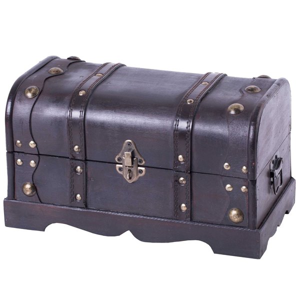Vintiquewise Small Pirate Style Wooden Treasure Chest QI003026